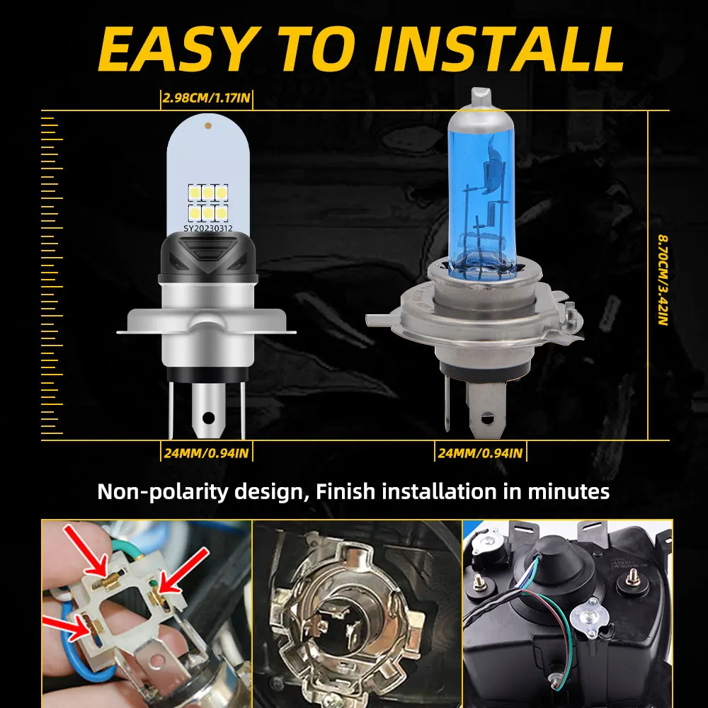 1pcs H4 Led BA20d H6 P15D LED Headlight Motorcycle Bulbs Headlights Fog Lights Hi Low Beams Daytime Running Light Moto Headlamp image 2