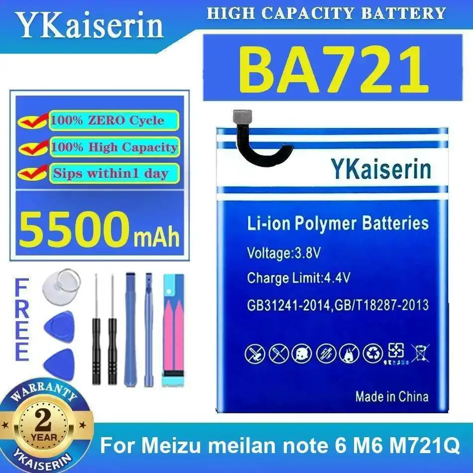 

5500Mah For Meizu Meilan Note 6 M6 M721Q BA721 Mobile Phone Battery Stable High Compatibility