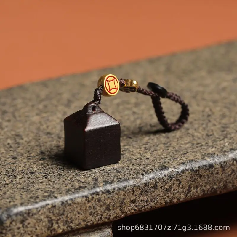 Rosewood keychain, traditional Chinese style jade , master-carved pendant, decorative accessory, seal