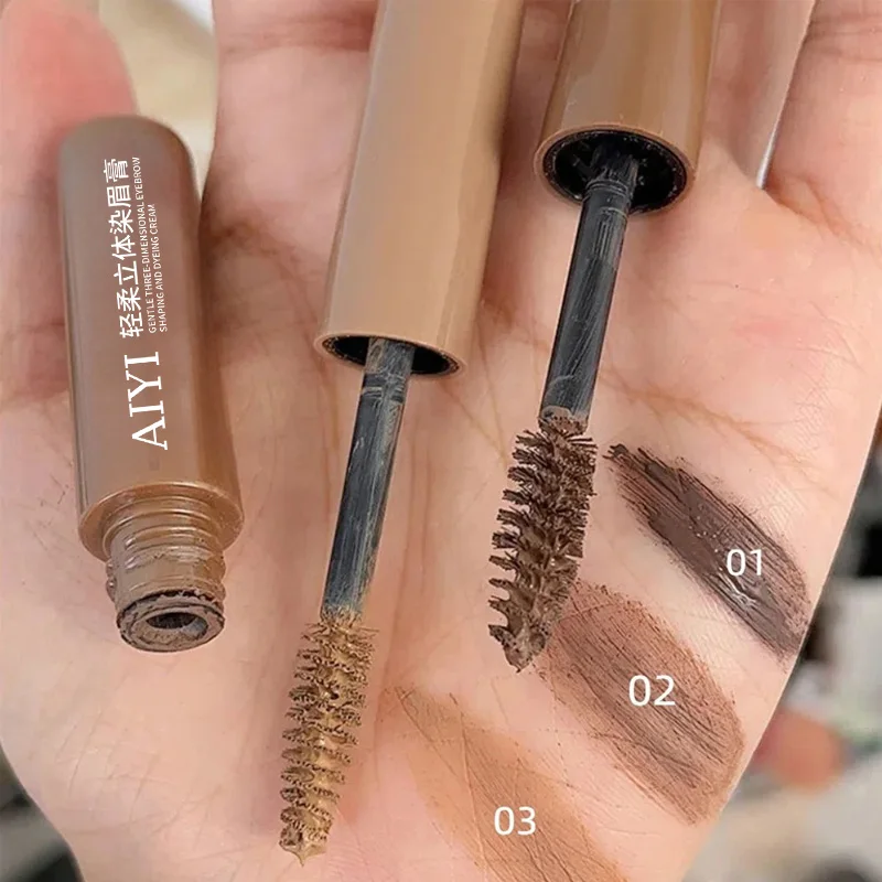AIYI 3D Gentle Eyebrow Mascara, 3 Shades Waterproof Long Lasting Brow Tint, Smudge-proof Buildable Brow Gel for Daily Makeup