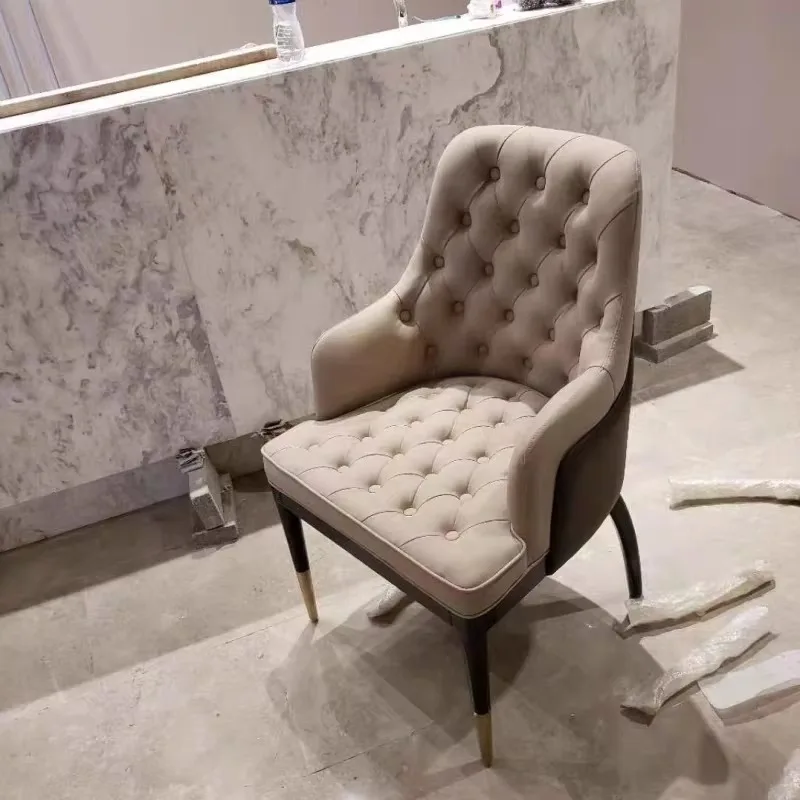 Metal Chair Modern Living Room Chair Leather Dining Chair