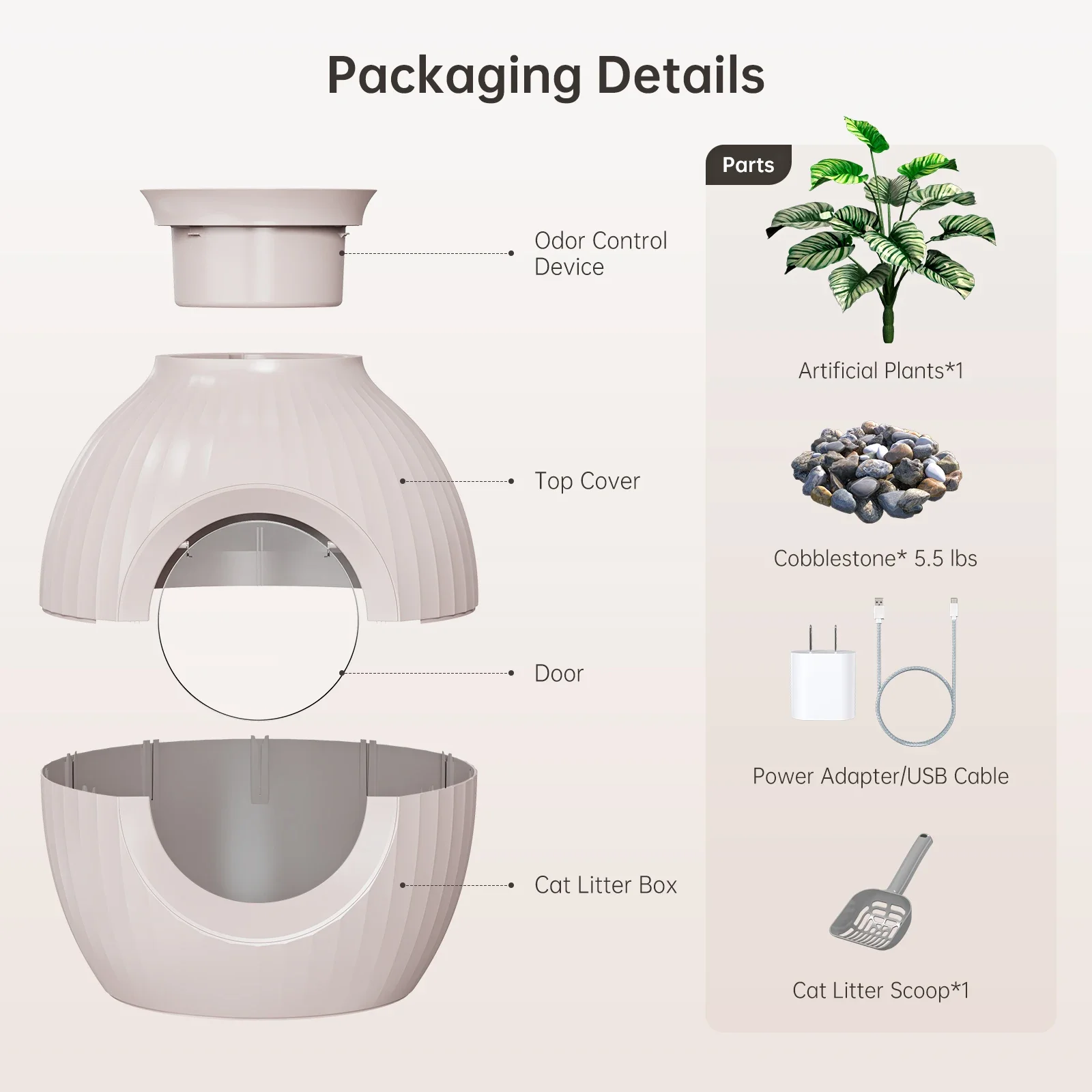 Extra Large XXL Smart Plant Eco-Friendly Low Noise Cat Litter Box Deodorizer Hidden Design Urine Leak Prevention Accessory view 5