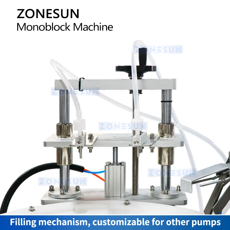 Zonesun ZS-AFCL4 Test Tube Monoblock Automatic Bottle Filling Capping and Labeling Machine Rotary Tube Filler