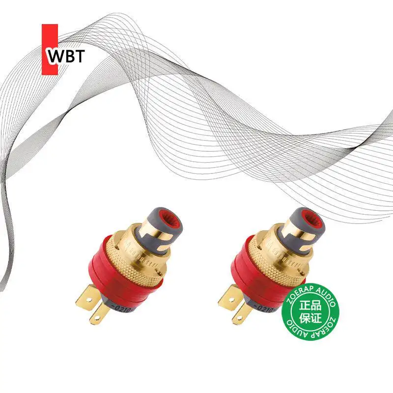 100% Made in Germany WBT-0210 Cu Ms RCA Socket, Solid Copper Gold-Plated Phono Jack, RCA Signal Terminal