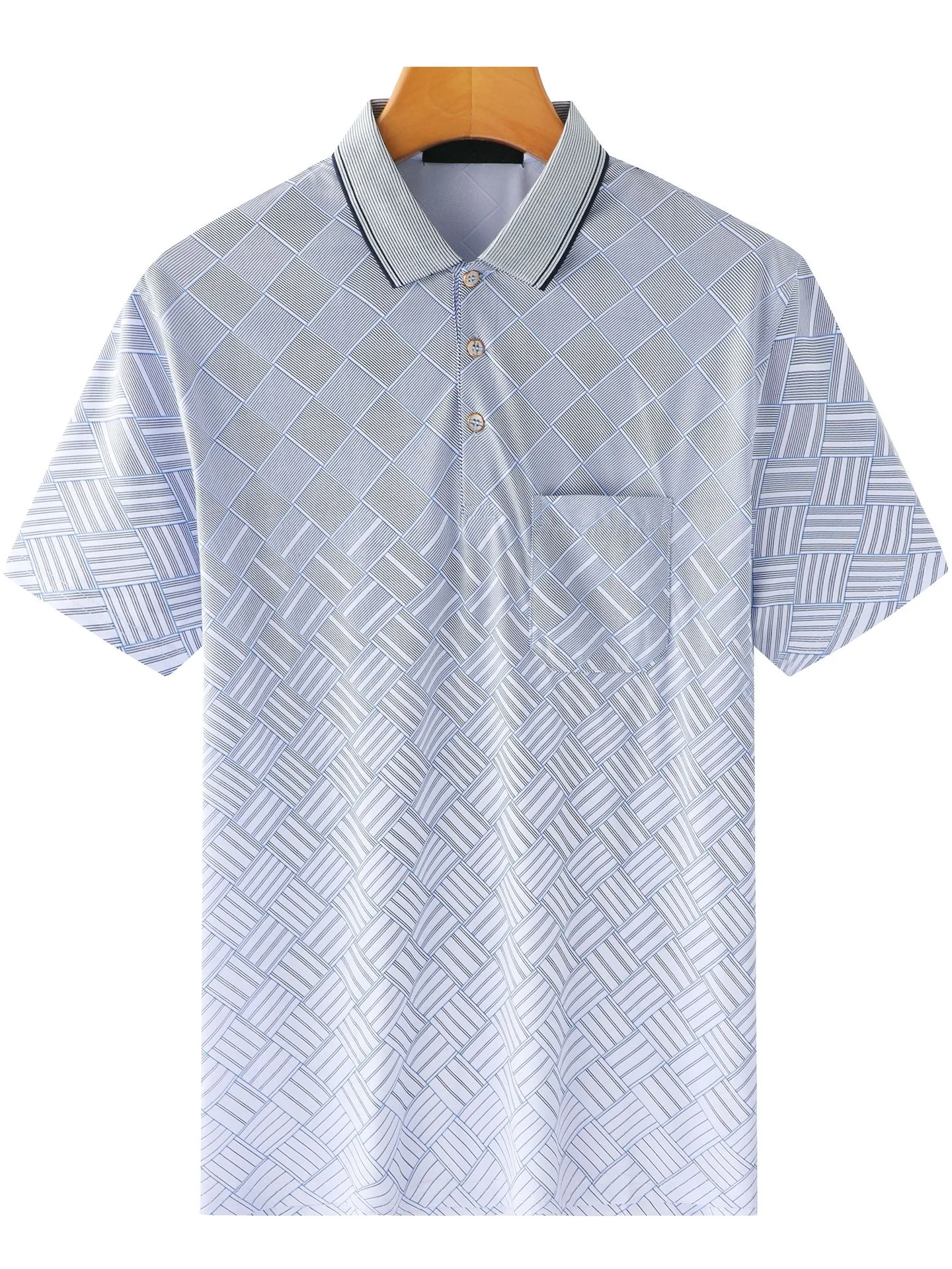 Loose Ice Silk Short Sleeve T-Shirt for Dad Summer Fashion Urban Style Breathable Anti-static Anti-pilling Lightweight Men's Top