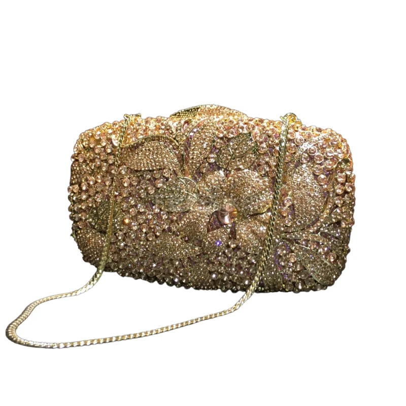 

Rhinestone Empty Metal Crystal Dinner Bag Handmade Diamond Women's Handbag Mini Crossbody Bag with Rhinestone Chain Botega Venta