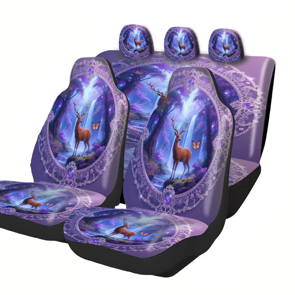 Car Seat Covers - Halloween Christmas New Year Easter Themed Deer Butterfly Waterfall Prints Premium Lucky Gift For Friends Fit