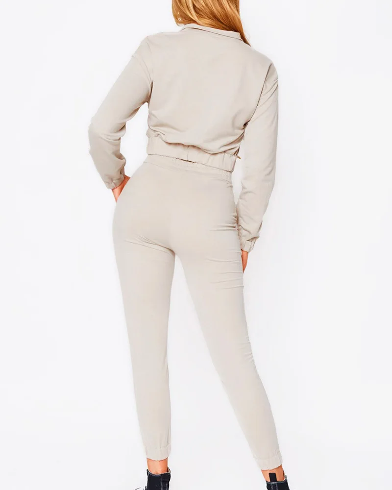 2023 Sportsuits pour femmes olympiques deux pièces solide PVD pantalons longs ensembles de mode automne hiver décontracté fermeture éclair