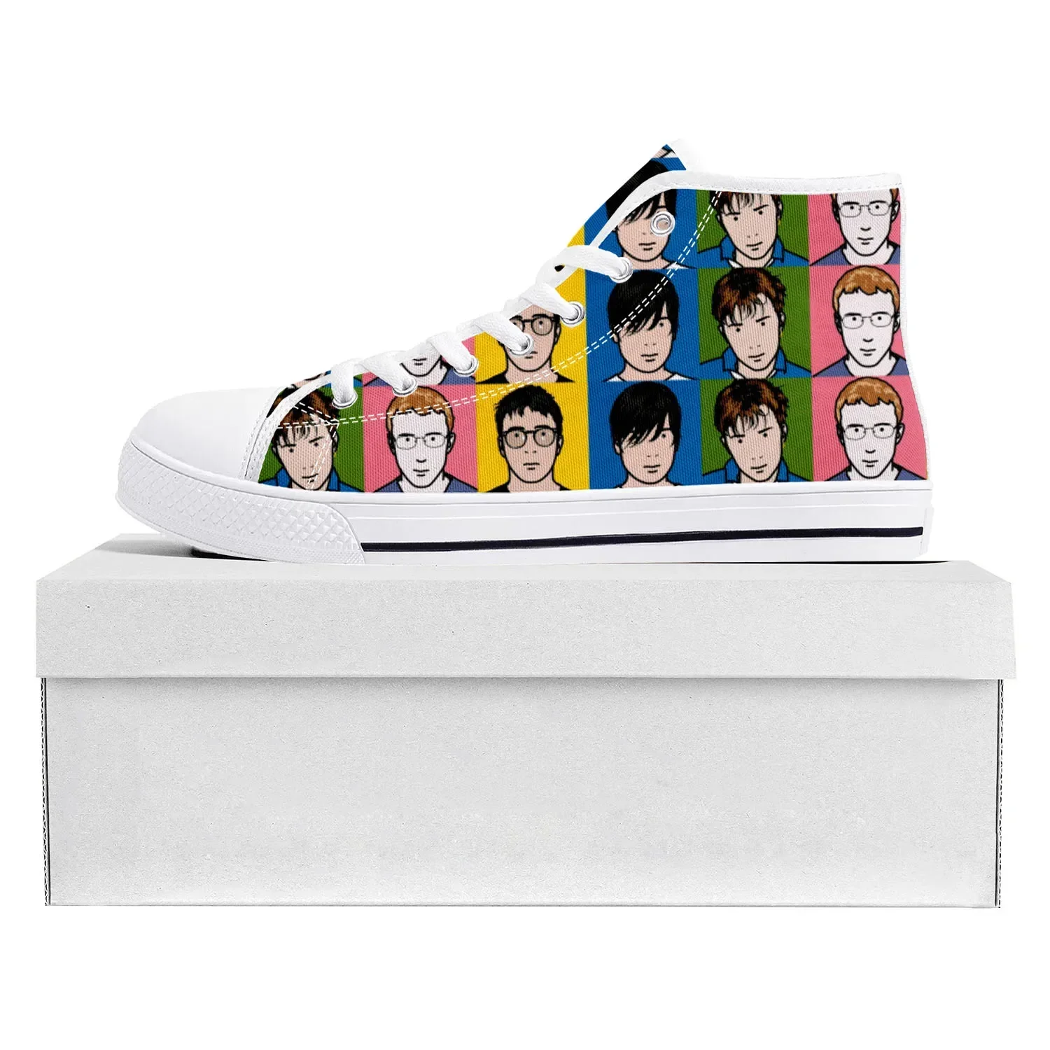 

Blur Band Rock Band Pop High Top High Quality Sneakers Mens Womens Teenager Canvas Sneaker Casual Couple Shoes Custom Shoe White
