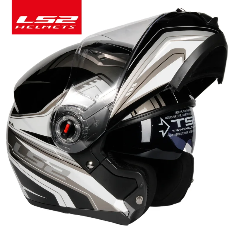 

LS2 FF370 Flip Up Helmet Dual Visor Motorcycle Helmet Unisex Anti Fog Full Face Grey