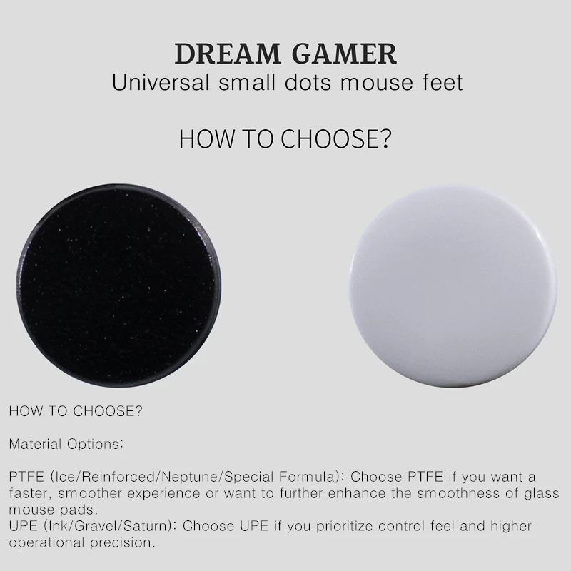 Pés de Mouse Universais DIY Dream Gamer com Pontos Pequenos, Deslizadores Duráveis de PTFE UPE para Controle de Velocidade ICE, para Mouse Pads de Tecido e Vidro