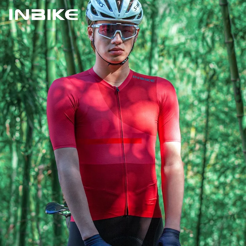 INBIKE Summer Cycling Jersey Short Sleeve Men Breathable MTB Biking Men‘s Bike Riding T-Shirt Racing Quick-Dry Bicycle Clothing