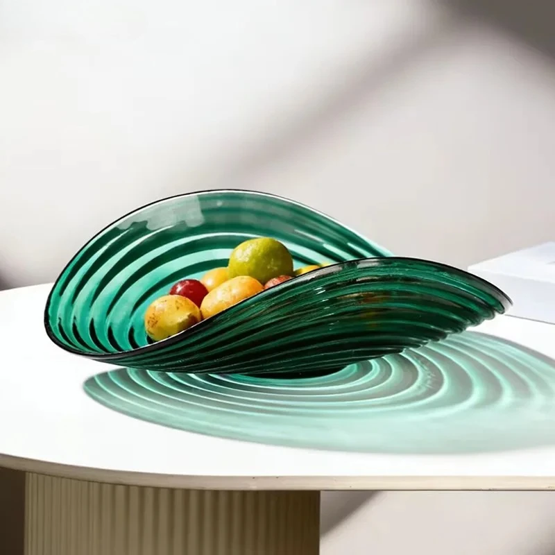 Transparent Wave Shaped Fruits Bowl Storage Tray Creative Glass Plates Hotel Restaurant Fruit Plate Kitchen Dessert Cutlery