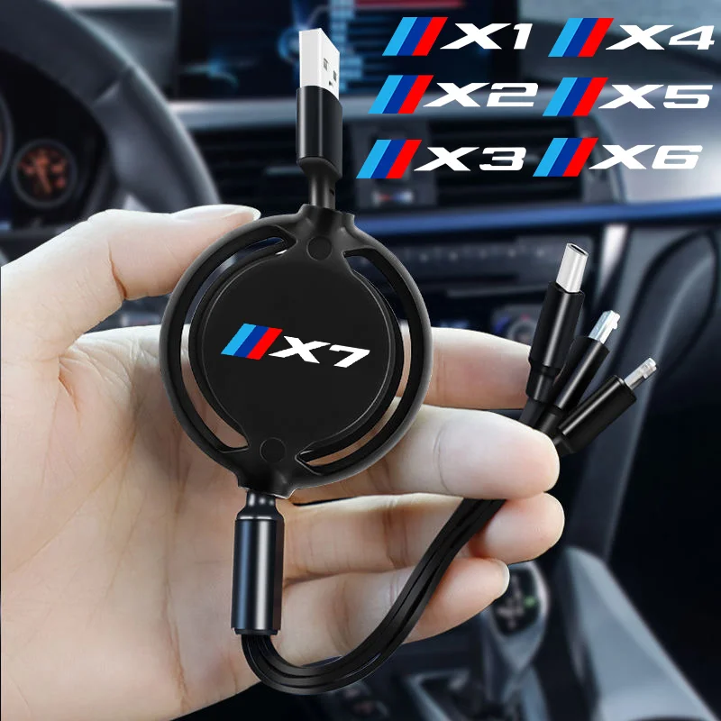 Car 3 In 1 Retractable Micro Data Wire USB Type C 100w Fast Charging for BMW X1 X2 X3 X4 X5 X6 X7 E46 M E39 E90 E91 E92 E39 E70