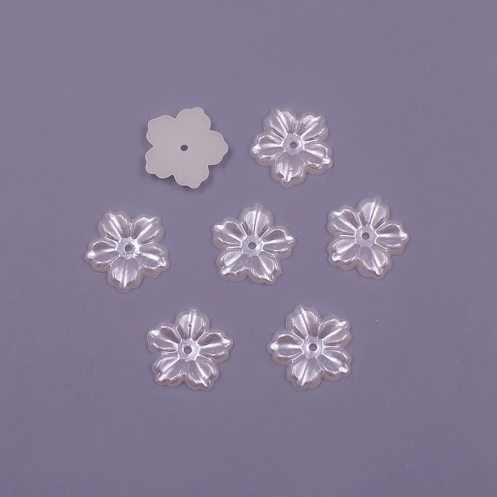 13MM 100pcs forma di fiore branelli allentati ABS imitazione mezza rotonda perla perline Flatback gioielli fai da te Scrapbook decorazione