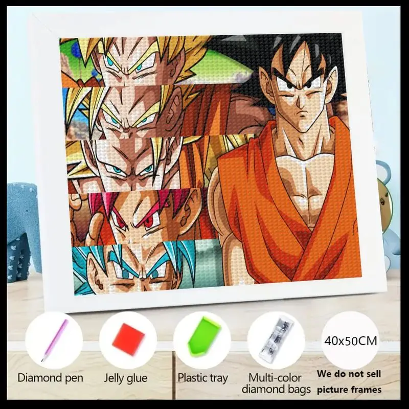 

1PC Dragon Ball Z Goku Epic Transformations 5D DIY Diamond Painting Kit, Full Drill Anime Art Crystal Rhinestone Gem Painting Se