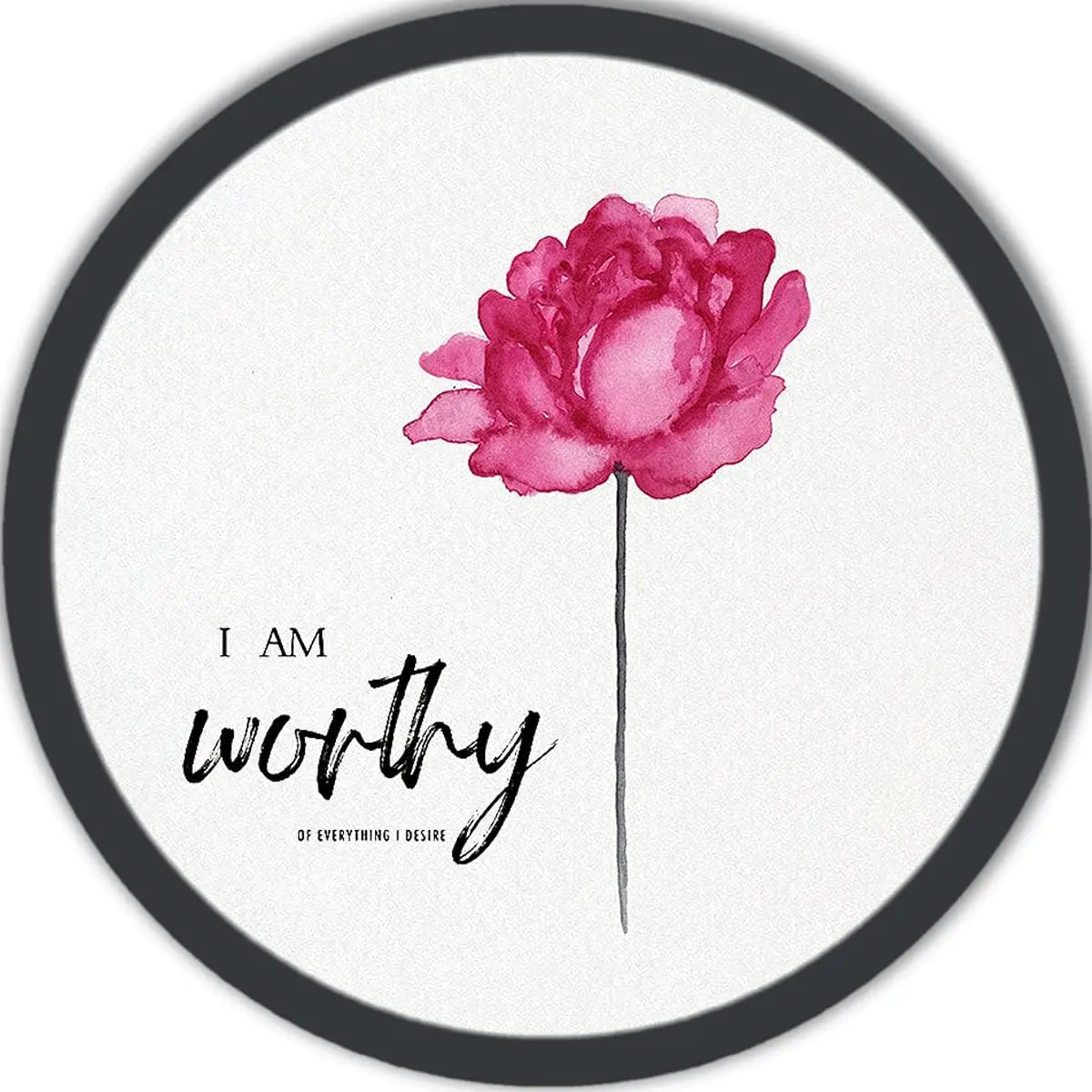 Retro Round Metal Tin Sign Pink Peony I Am Worthy Of Everything Desire Flower Sign Peonies Decor Floral Display Living Room Deco