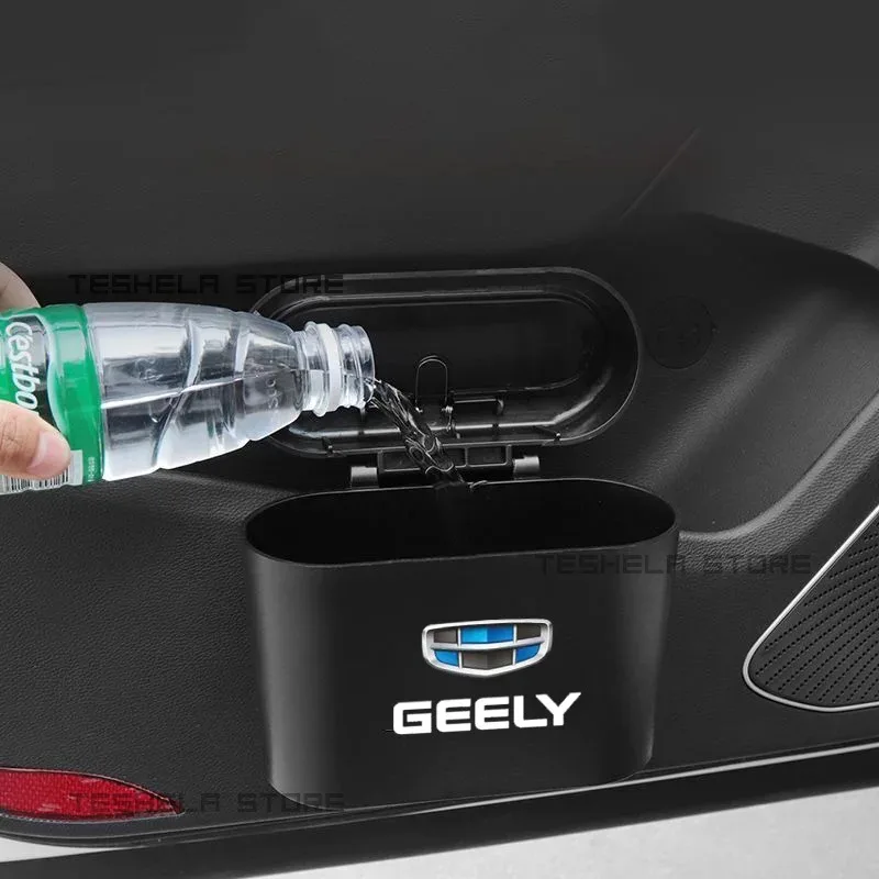 Cubo de basura para coche, caja de almacenamiento colgante para basura de vehículo, para Geely Ttugella Geometry C Coolray Emgrand Atlas Pro EC7 GX3 GX7