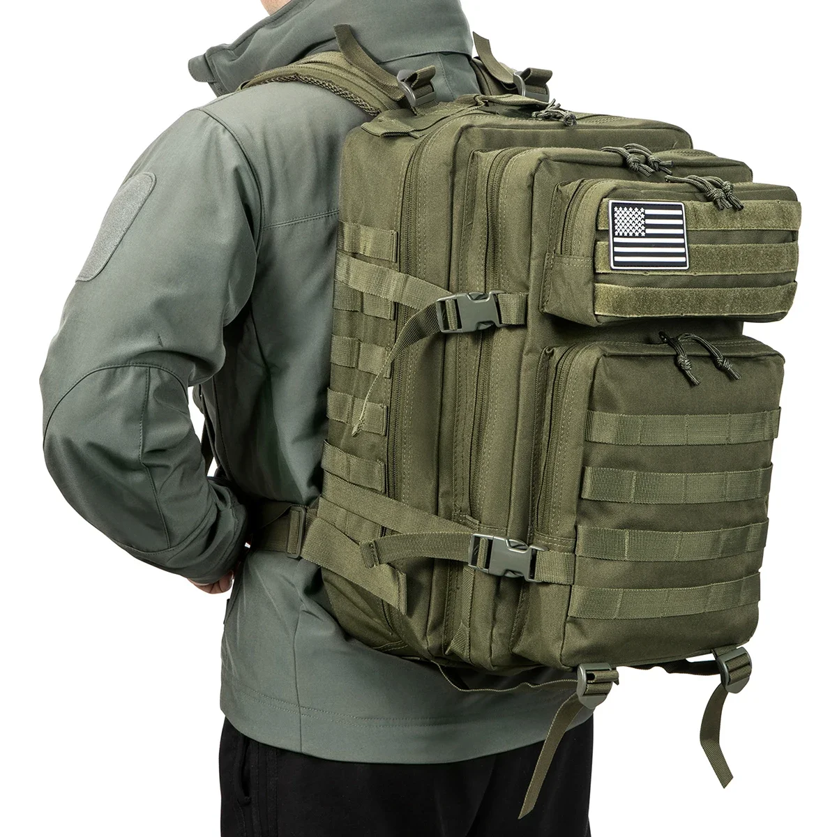 QT&QY 45L Militaire Tactische Rugzak Molle Army Assault Pack CCW 3-Dagen overlevingstas Wandelen Trekking Rugzak zware rugzak