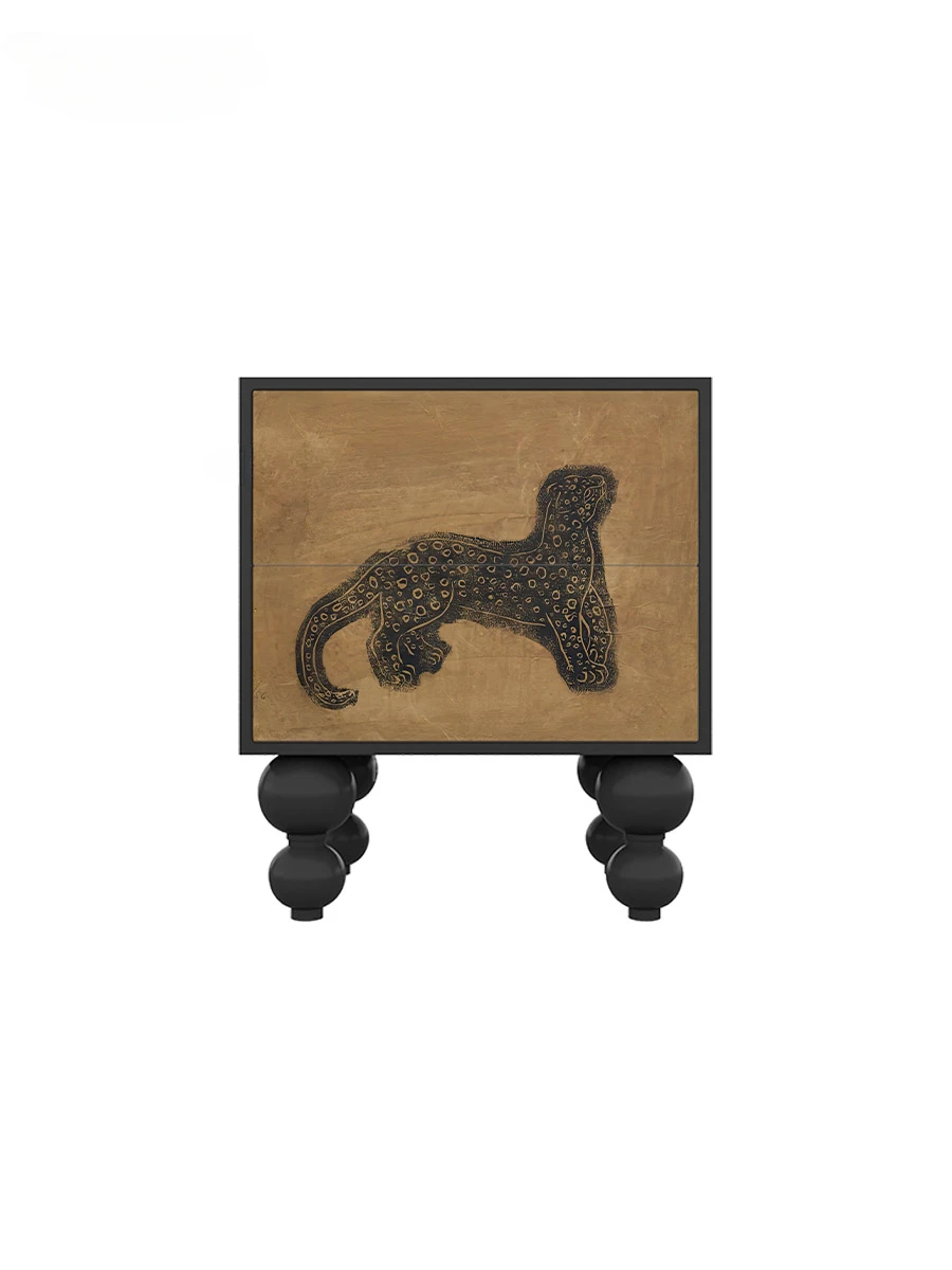 

Bedside Table Leopard Rich Bedroom Small Side Cabinet Household Solid Wood Bedside Cabinet