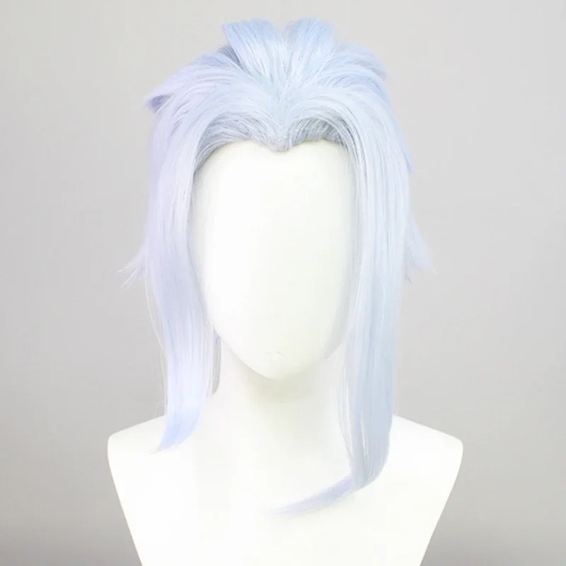 Game Genshin Impact II Dottore Cosplay Wig The Doctor Light Blue Hair Heat Resistant Synthetic Wigs Cap Halloween Dress Up Prop
