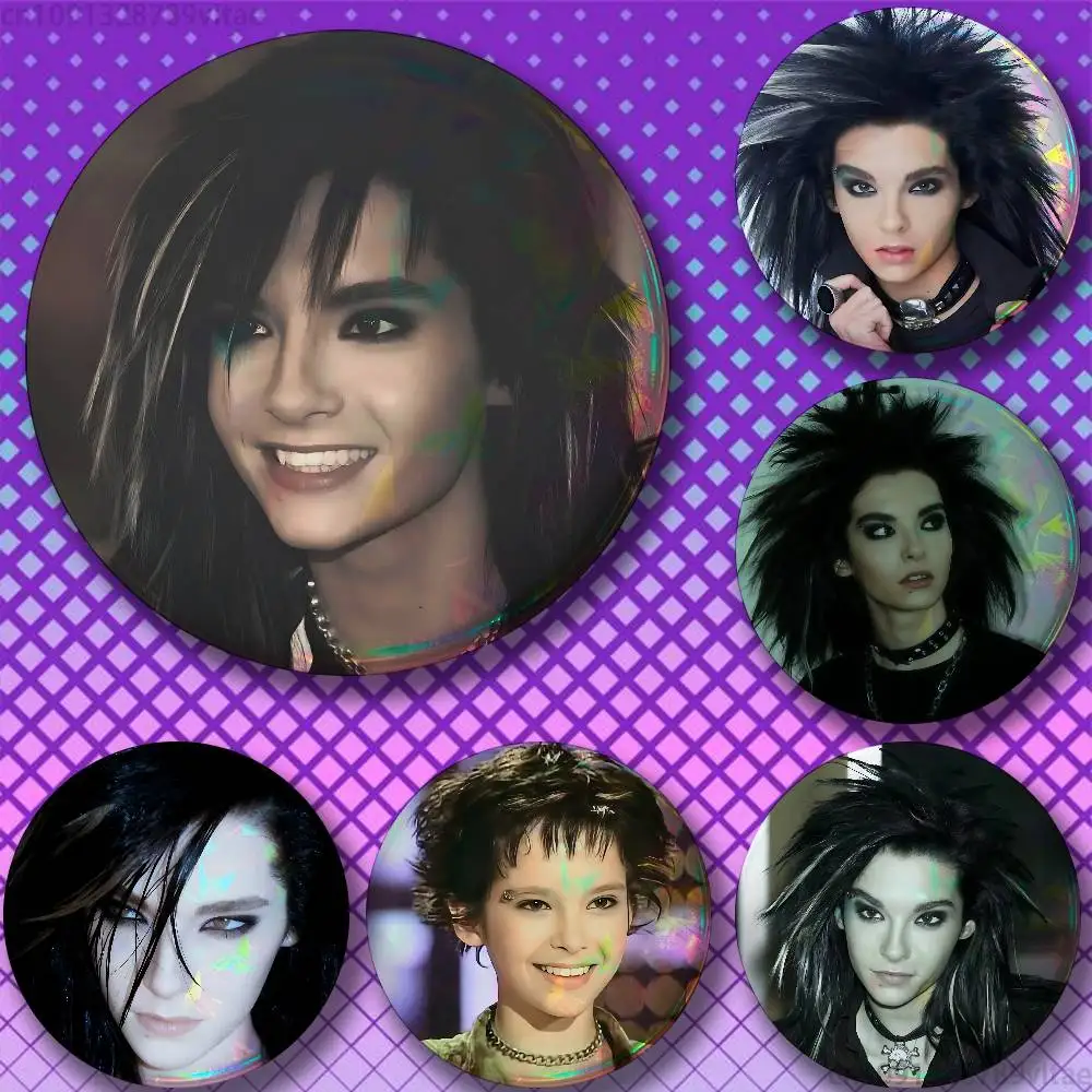 Singer Bill Kaulitz 58mm Badge Brooches on Backpack Clothes Handmade Round Enamel Pins for Jewelry