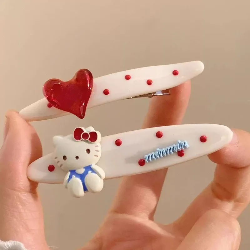 

Cute Red Love Katie Cat Polka Dot Side Hair Clip Women's High-end Clip Headband Accessory Bangs Edge Clip Wholesale