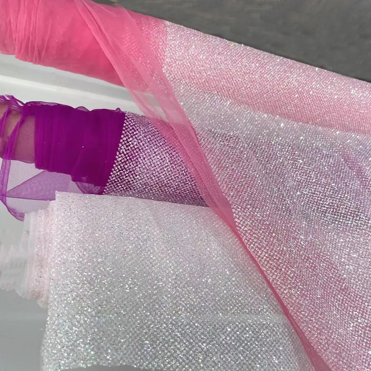 Diamant-Pailletten, Hochglanz, neuer schillernder strahlender Stoff, individuelle Brautkleider, strahlendes Partykleid, hohe Qualität, RS24467 – Detail 14