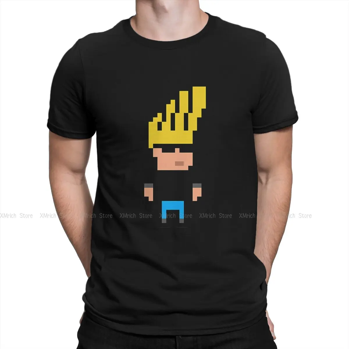 Men Little T Shirt J-Johnny Bravo Cartoon Cotton Clothing Awesome Short Sleeve Round Neck Tees 4XL 5XL T-Shirts