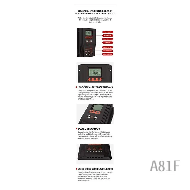 

MPPT/PWM Solar Charger Controller Solar Panel Regulator LCD Display Various Load Control Modes