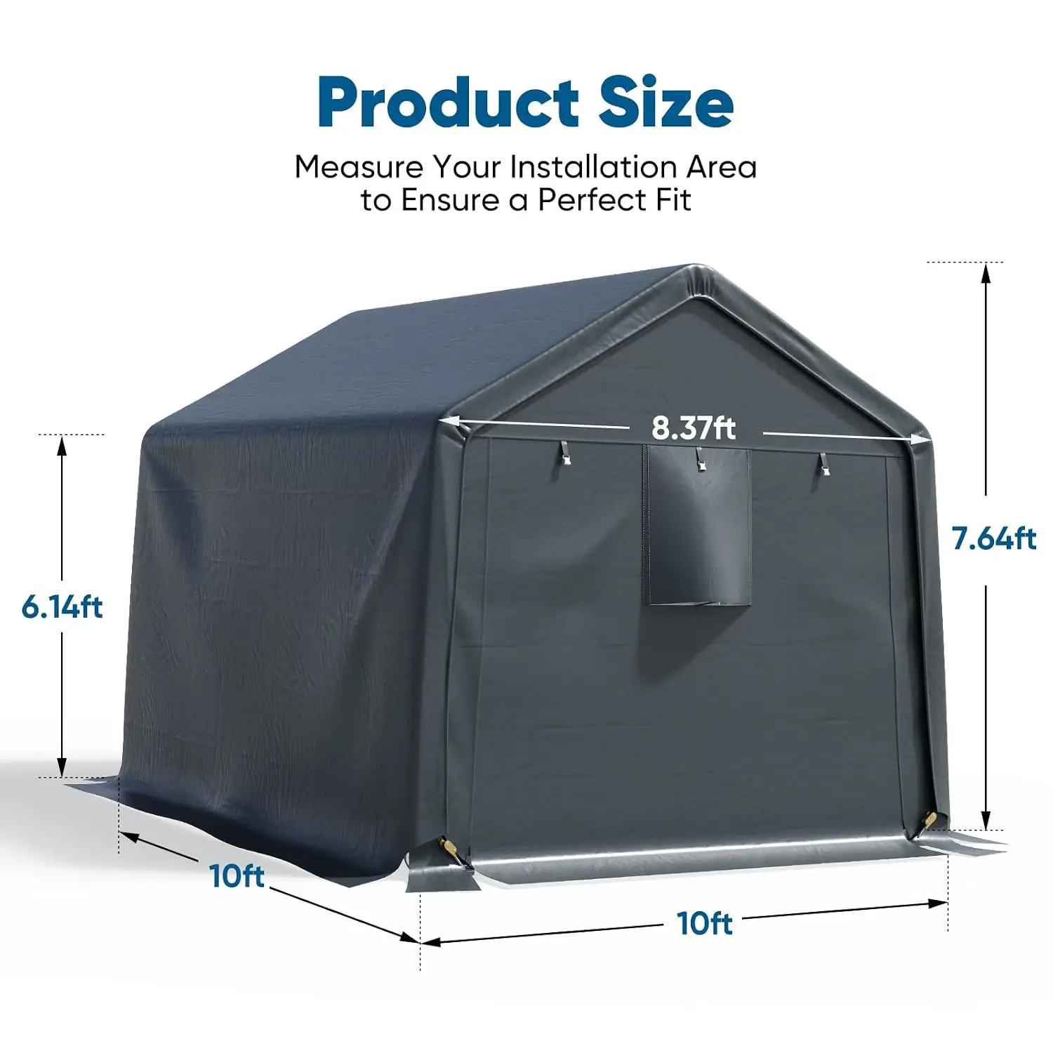 10x10 FT Portable Storage Shelter with Roll-Up Door & Vents, Waterproof Garage Tent with Reinforced Frame for Motorcycle
