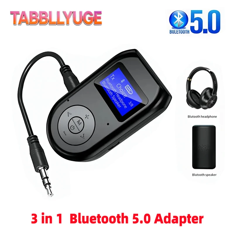 

NEW 3 in 1 Bluetooth 5.0 Transmitter Receiver Wireless Bluetooth V 5.0 Adapter With Display Screen Low Latency Audio Adapter