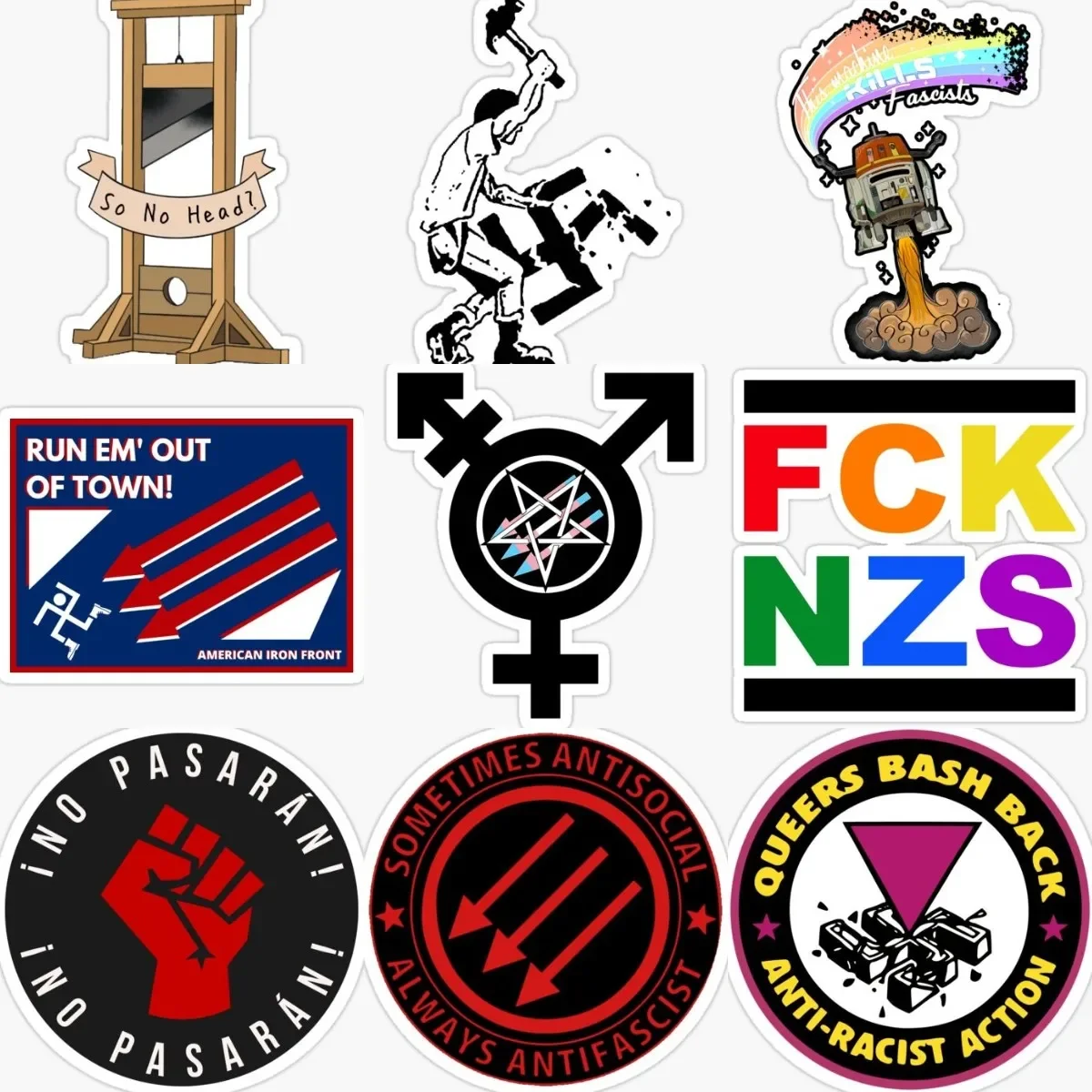 

Anti-fascist Flag Sign Creative Sticker Car Window Waterproof Laptop Camper Van Bicycle Wall Truck Car Glass Helmet Racing Decal