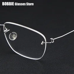 Denmark Brand Titanium Screwless Rimless Lightweight Retro Square Glasses Frame Men Women Optical Prescription Eyeglasses Oculos