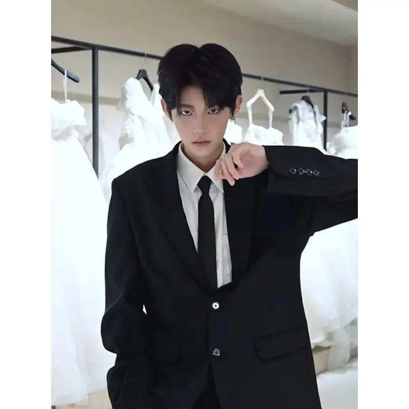 

Мужской повседневный корейский костюм Long Sve Jaet размера плюс, верхняя одежда для отдыха и бизнеса для студентов, молодежная маленькая карьерная посадка