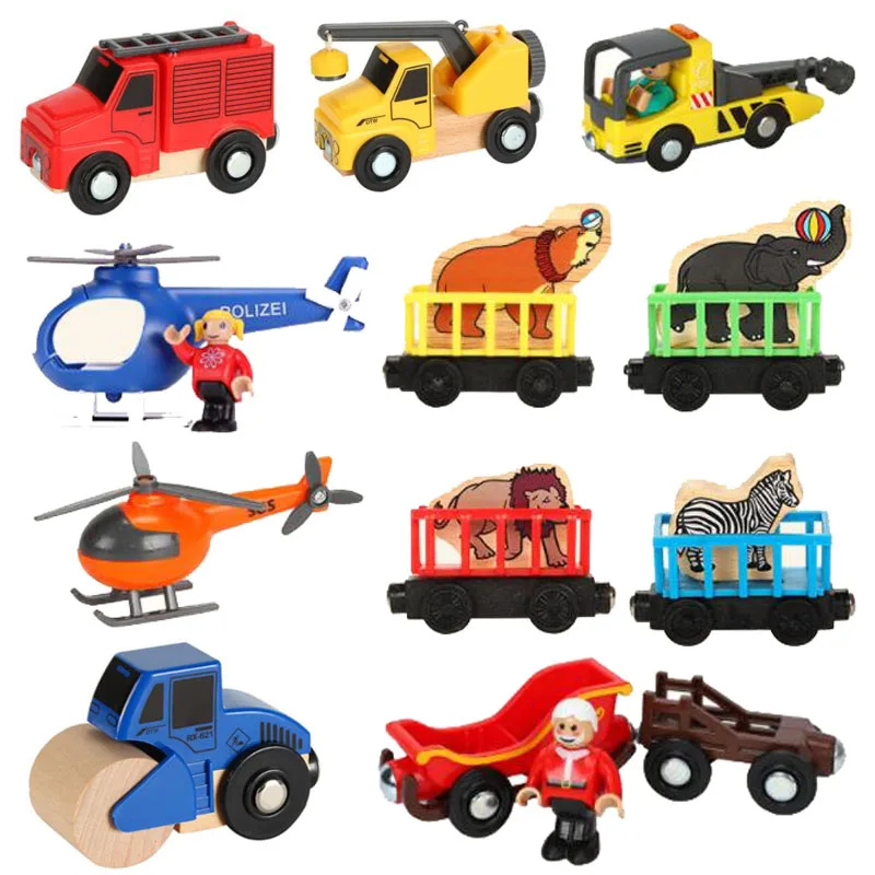 Wooden Magnetic Train Car Locomotive Toy Wood Railway Car Accessories Toys for Kids Gifts Fit Wood Biro Thomas Tracks