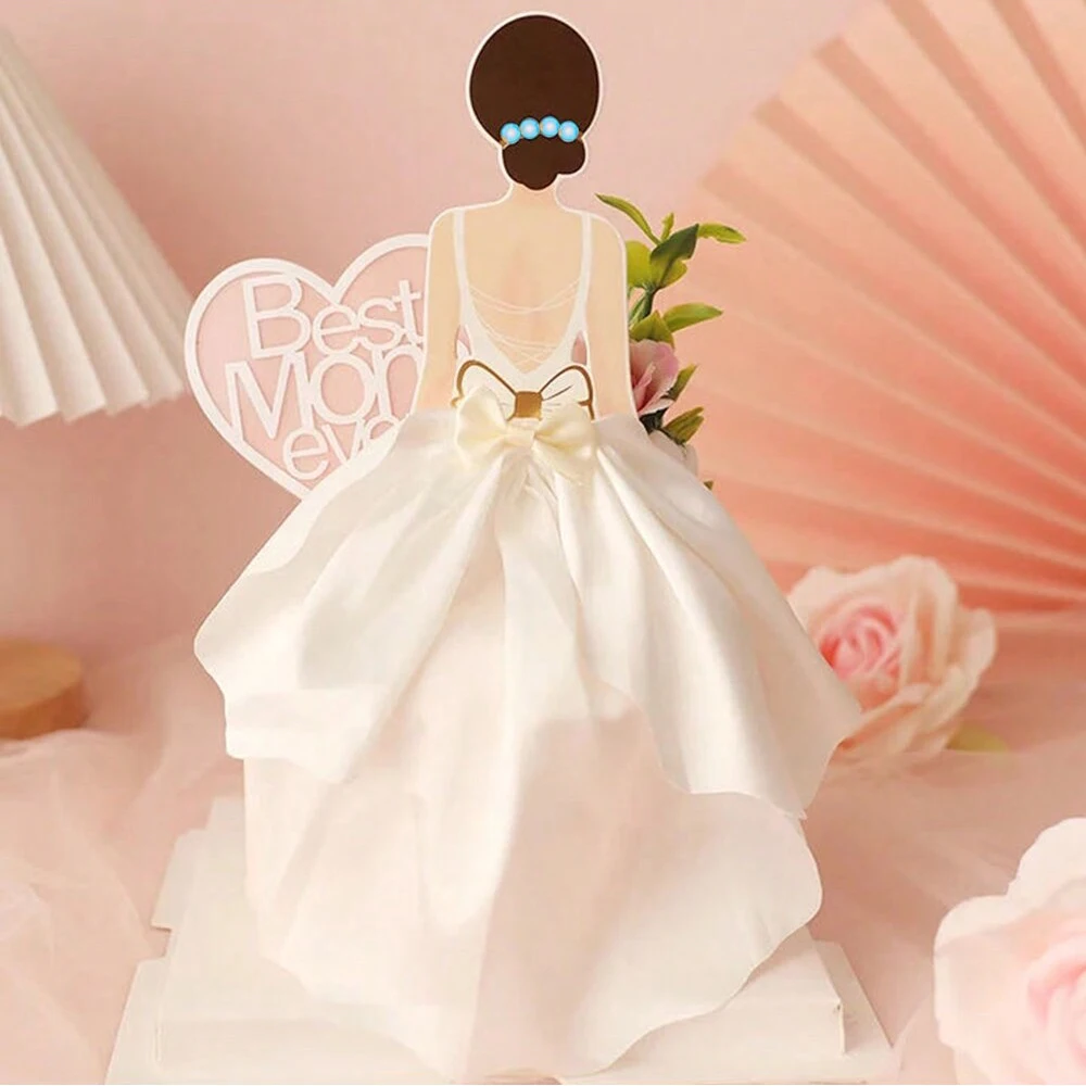 Nova volta gaze de seda saia bolo topper menina bolo de aniversário decoração feliz dia das mães dia dos namorados fontes de festa ferramentas de bolo