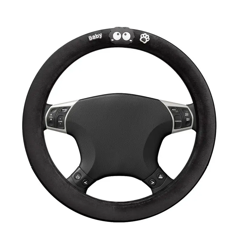 Car Steering Wheel Cover Briquettes Car Wheel Protector Anti-Slip Car Steering Wheel Wrap Breathable Plush Steering Wheel Guard