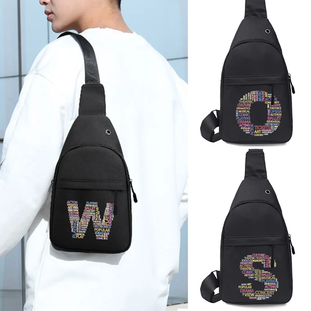 

Men's Chest Bags Casual Waist Bags Small Short Travel Carry Pack Text Letter Print Handbag Man Waterproof Shoulder Crossbody Bag