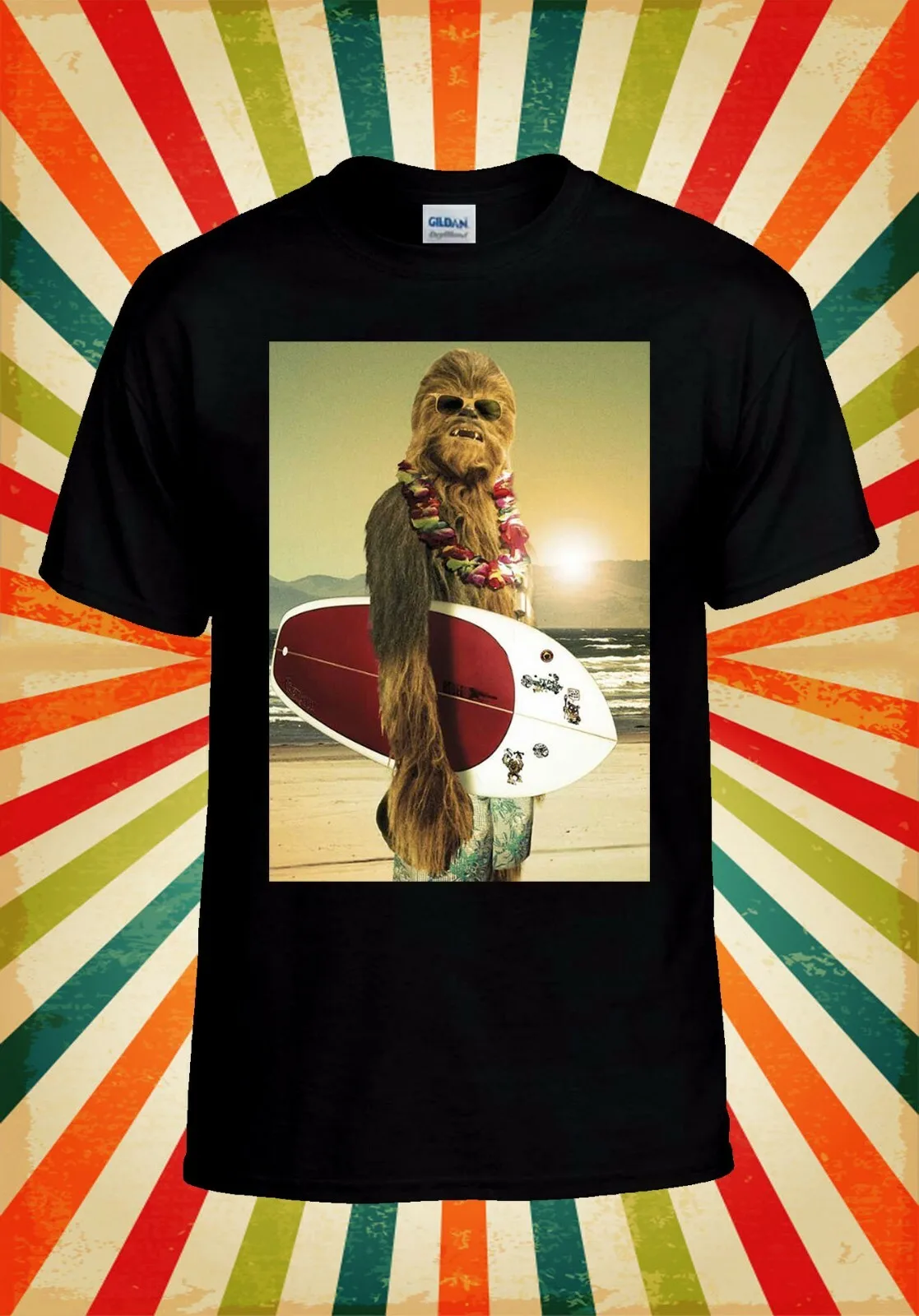

Крутая забавная футболка с жилетом Chewbacca Surf в стиле ретро 67