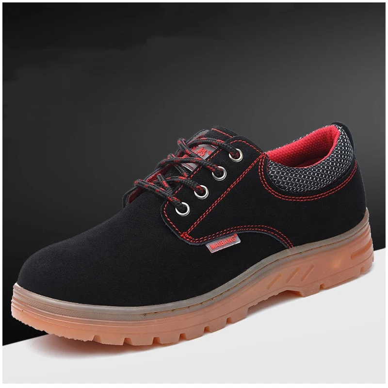 

Мужская модная защитная обувь большого размера, замшевая кожа, стальные носки, кроссовки, дышащие рабочие ботинки, рабочая защитная обувь, мужская обувь