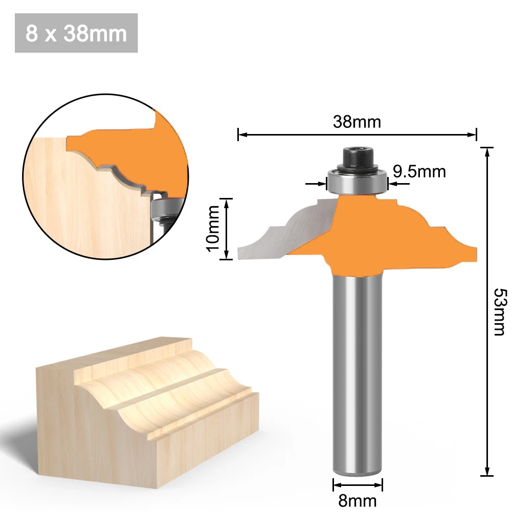 1PC 8MM Shank Milling Cutter Wood Carving Wood Router Bit Straight End Mill Trimmer Cleaning Flush Trim Corner Round Cove Box