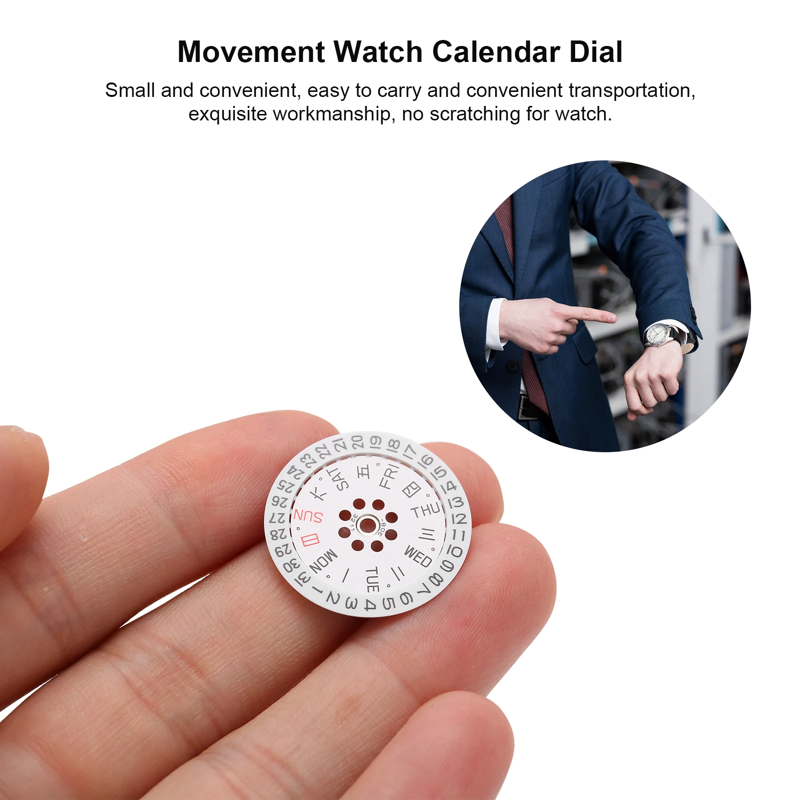 Plastic Watch Movement Calendar Date Dial With Day Ring Replacement For Miyota 8200 8205 Watch Movement Accessories Repair Parts