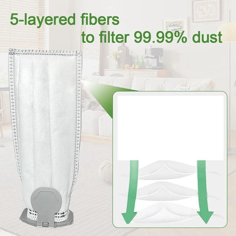 Vacuum Cleaner Bags For Vorwerk Kobold VK7 FP7, 8 Accessories Filter Bags And 2 Filters For Kobold FP7 Cordless Broom