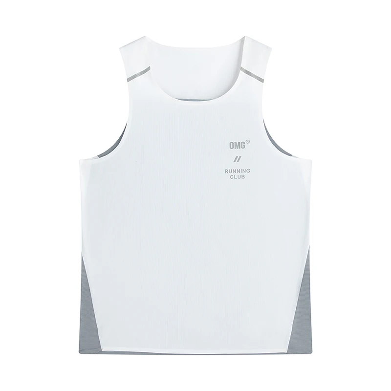 OMG Men's Running Vest Sports Contrast Color Breathable Cool Sleeveless T-shirt for Marathon