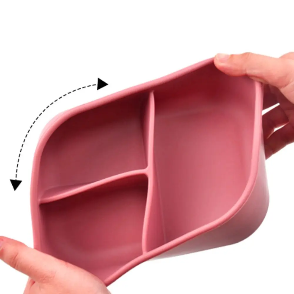 Fresh-Keeping Box 3 Compartments Silicone Lunch Box Microwavable Heat Resistant Lunch Container Rectangular Picnic box Office