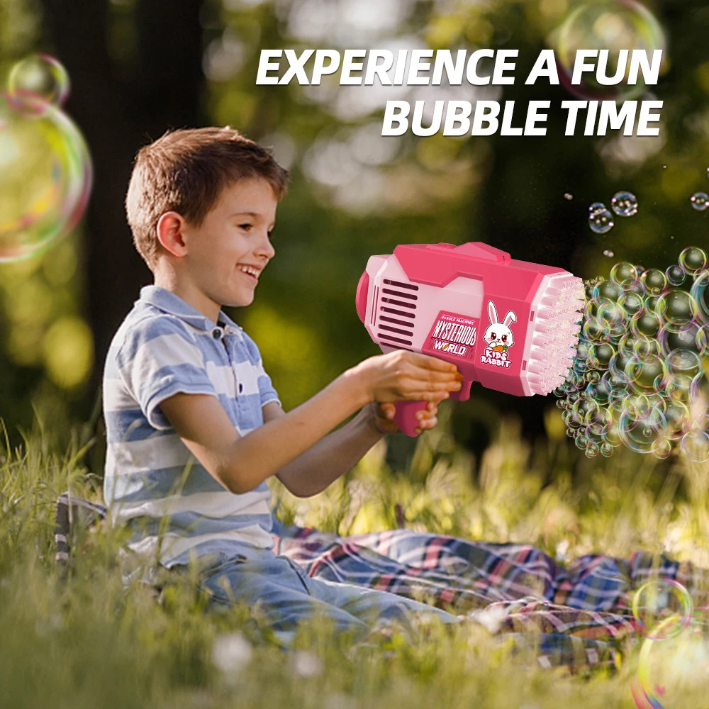 Máquina elétrica de bolhas de 73 buracos, feliz tempo de jogo ao ar livre, experimente um riqueza festa de bolhas, um presente para crianças (sem líquido de bolhas)