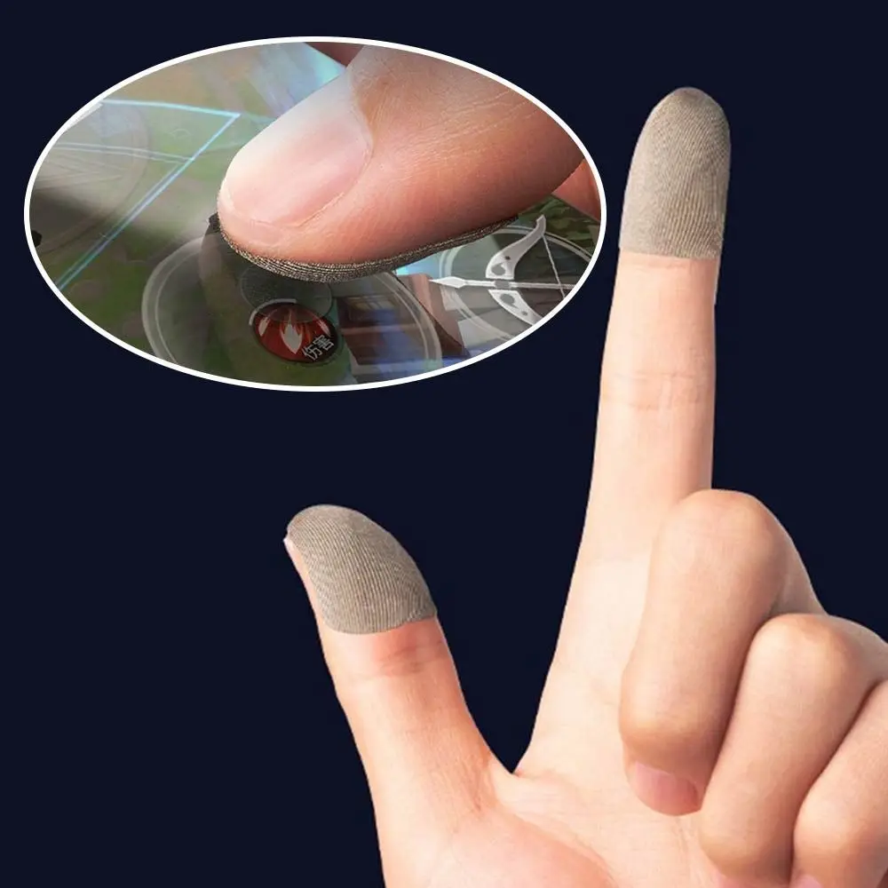 10PCS Silver Grey Gaming Finger Stickers Anti Slip Ultra Thin Glove Touch Screen Film Conductive Anti Sweat Fingertip Sticker