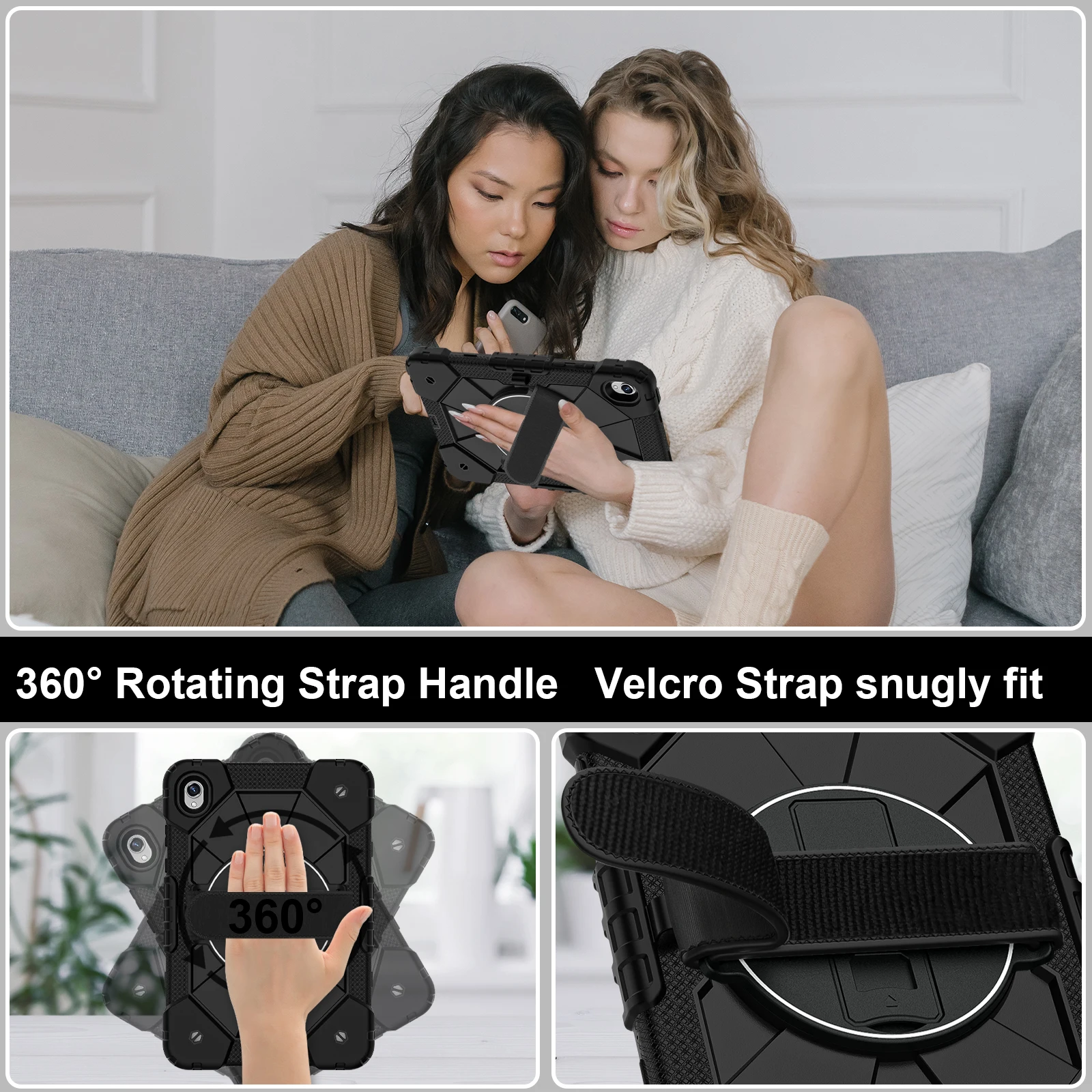 

Stand Armor Case For Samsung Tab S11 2025 11.0 inch SM-X730 SM-X736 SM-X736B Heavy Duty 360 Rotating Cover With Shoulder Strap