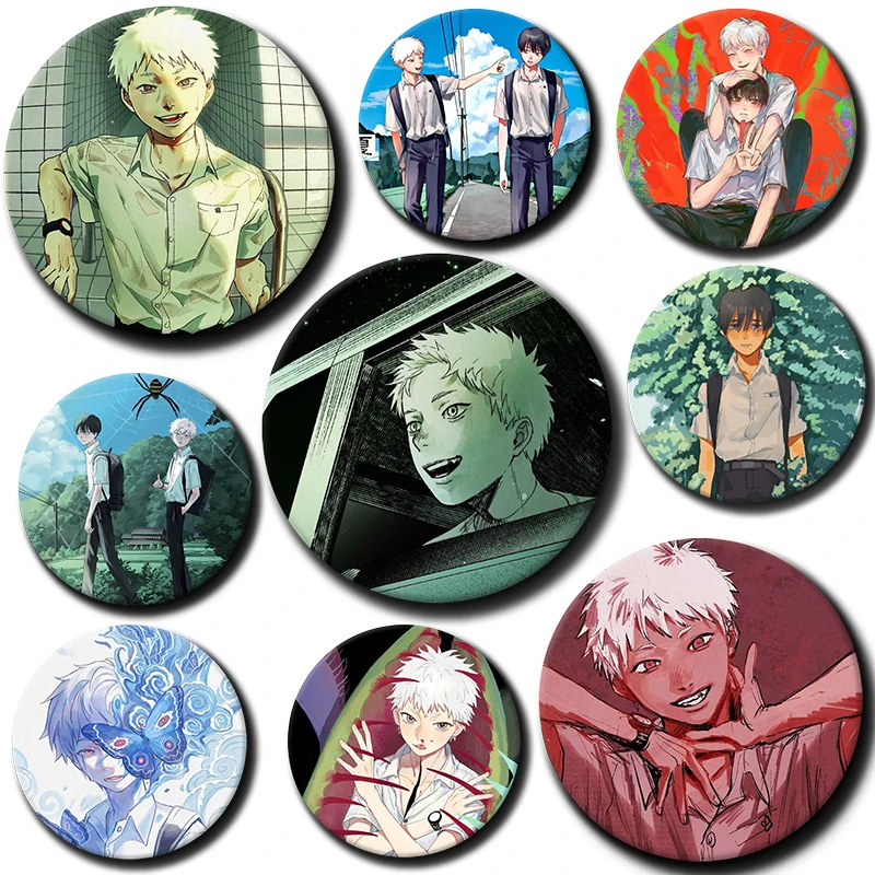58MM Anime The Summer Hikaru Died Enamel Pins Cartoon Characters Round Badge on Backpack Clothing Souvenir Gifts for Friends